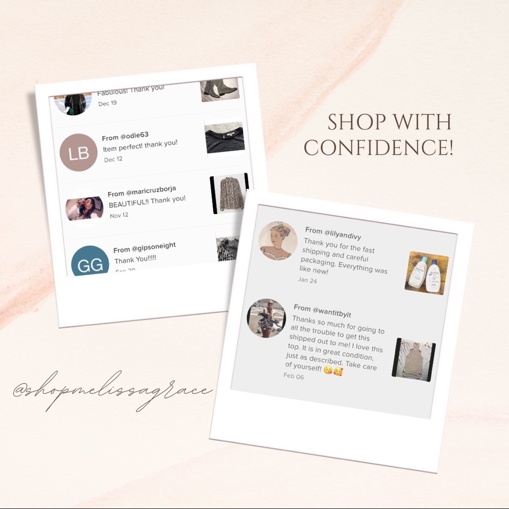 Shop my closet with confidence! Top rated seller and fast shipper!
